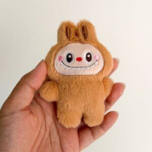 mini tan brown labubu keychain bag charm 4"